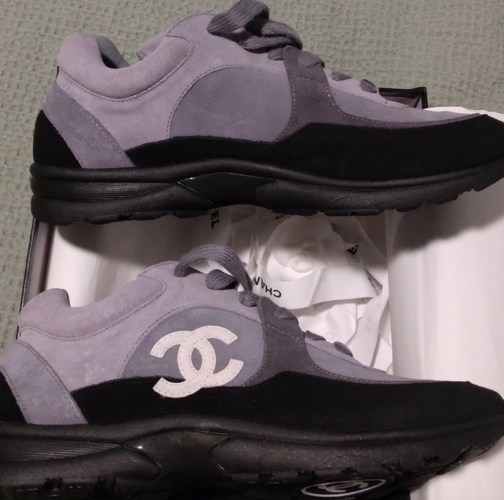 Gray Suede CC Logo Runner Sneakers